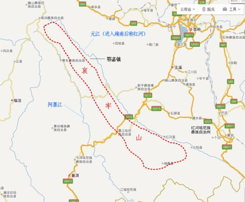 哀牢山区域地图